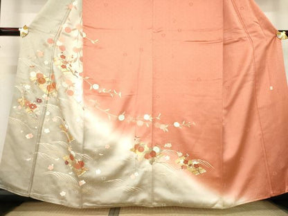平和屋着物●十日町老舗ブランド 吉澤友禅 吾妻徳穂 訪問着 花筏文 暈し染め 正絹 逸品 AABD6651ck