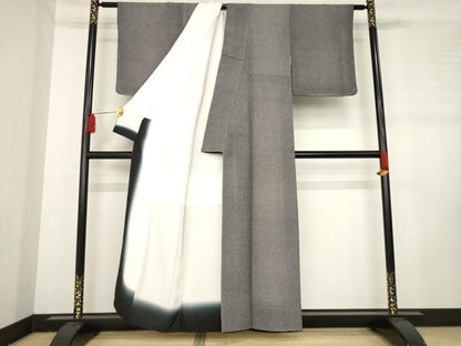 平和屋着物●江戸小紋　極小鮫小紋柄　鬼しぼ縮緬　正絹　逸品　AABD6652ck