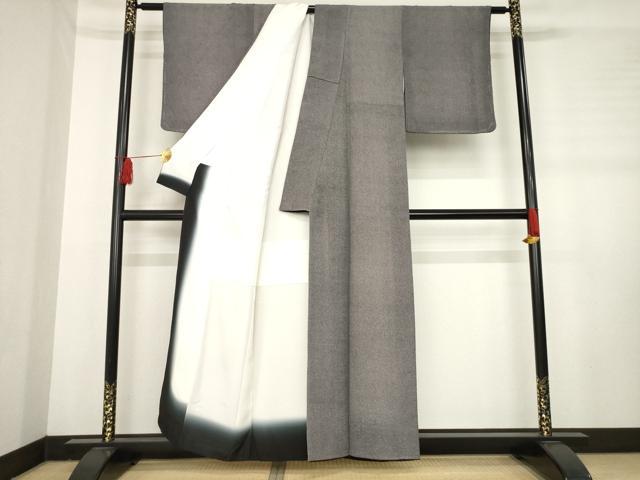 平和屋着物●江戸小紋　極小鮫小紋柄　鬼しぼ縮緬　正絹　逸品　AABD6652ck