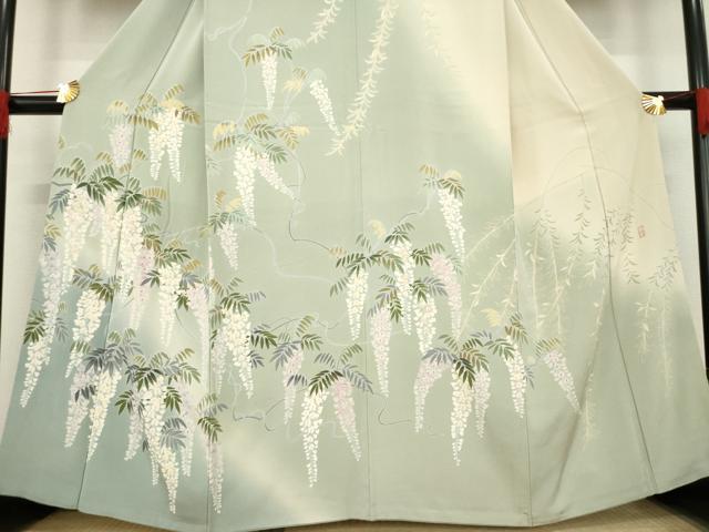 平和屋着物●訪問着　友禅　作家物　藤花房　暈し染め　正絹　逸品　AABD6654ck