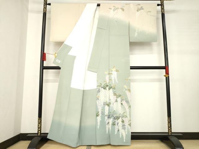 平和屋着物●訪問着　友禅　作家物　藤花房　暈し染め　正絹　逸品　AABD6654ck