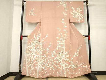 平和屋着物●創業460年・千總　訪問着　駒刺繍　松竹梅　金彩　三越扱い　正絹　逸品　AABD6656ck