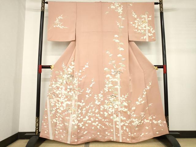 平和屋着物●創業460年・千總　訪問着　駒刺繍　松竹梅　金彩　三越扱い　正絹　逸品　AABD6656ck