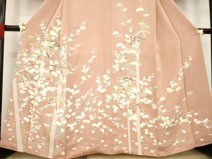 平和屋着物●創業460年・千總　訪問着　駒刺繍　松竹梅　金彩　三越扱い　正絹　逸品　AABD6656ck