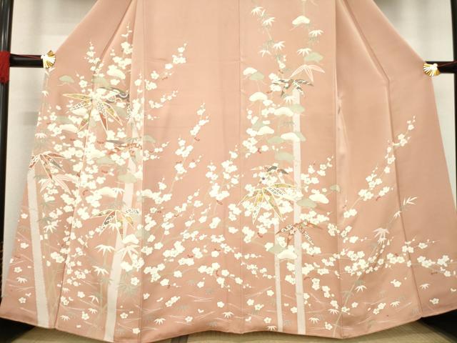 平和屋着物●創業460年・千總　訪問着　駒刺繍　松竹梅　金彩　三越扱い　正絹　逸品　AABD6656ck