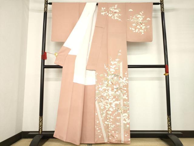 平和屋着物●創業460年・千總　訪問着　駒刺繍　松竹梅　金彩　三越扱い　正絹　逸品　AABD6656ck