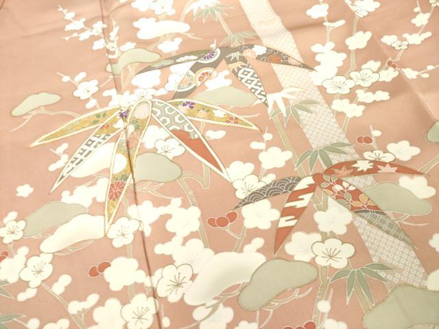 平和屋着物●創業460年・千總　訪問着　駒刺繍　松竹梅　金彩　三越扱い　正絹　逸品　AABD6656ck