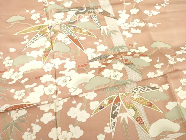 平和屋着物●創業460年・千總　訪問着　駒刺繍　松竹梅　金彩　三越扱い　正絹　逸品　AABD6656ck