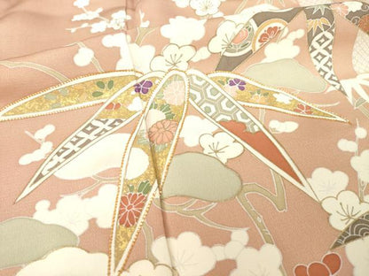 平和屋着物●創業460年・千總　訪問着　駒刺繍　松竹梅　金彩　三越扱い　正絹　逸品　AABD6656ck