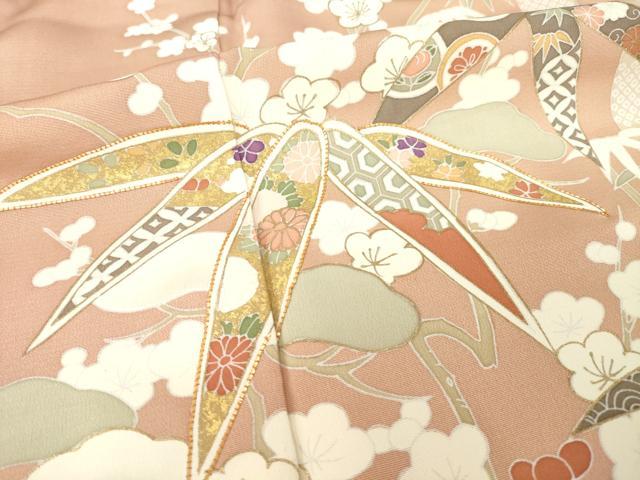 平和屋着物●創業460年・千總　訪問着　駒刺繍　松竹梅　金彩　三越扱い　正絹　逸品　AABD6656ck