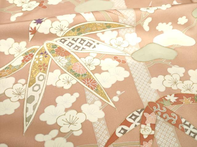 平和屋着物●創業460年・千總　訪問着　駒刺繍　松竹梅　金彩　三越扱い　正絹　逸品　AABD6656ck