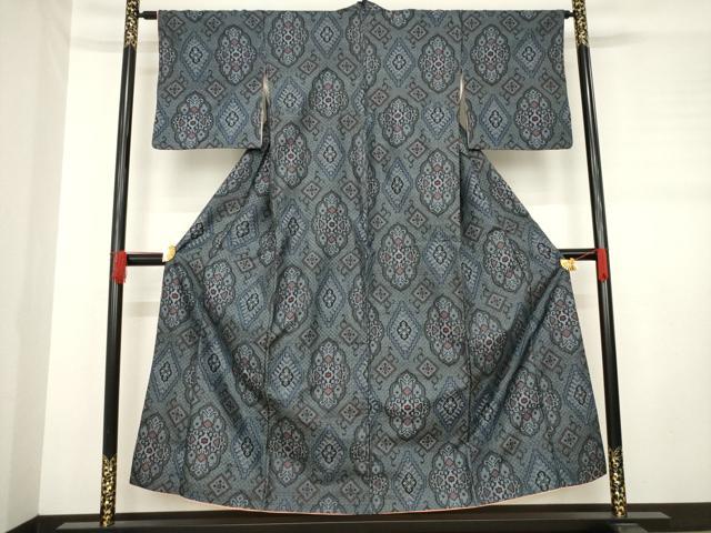 平和屋着物●本場大島紬 割込絣 花菱文 正絹 逸品 AABD6657ck