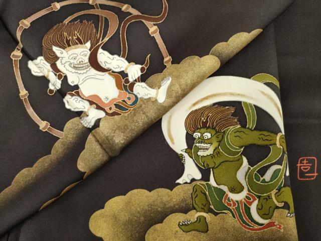 平和屋着物●訪問着　作家物　風神雷神　金彩　鈴乃屋扱い　正絹　逸品　AABD6671ck
