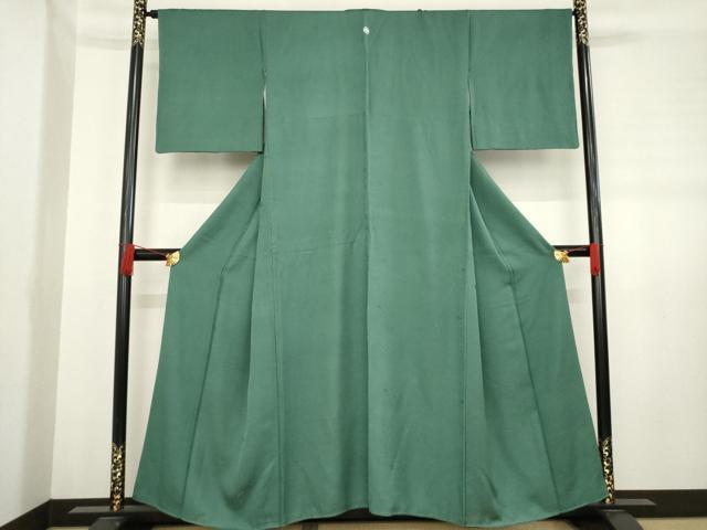 平和屋着物●上質な色無地 木賊色 正絹 逸品 AABD6674ck