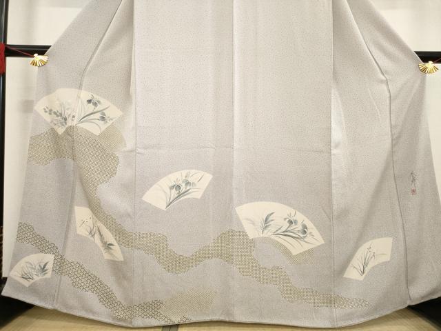 平和屋着物●訪問着　作家物　春峰　地紙花文　正絹　逸品　AABD6688ck