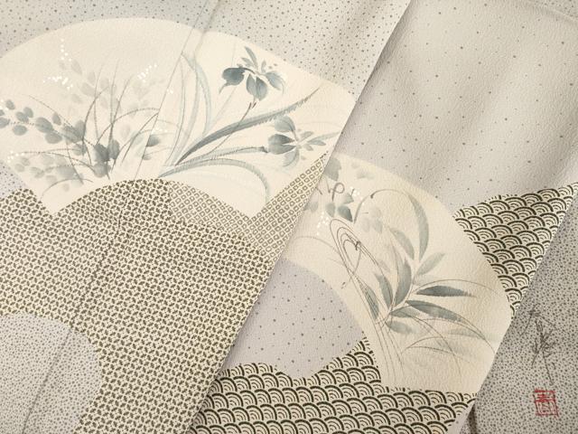 平和屋着物●訪問着　作家物　春峰　地紙花文　正絹　逸品　AABD6688ck