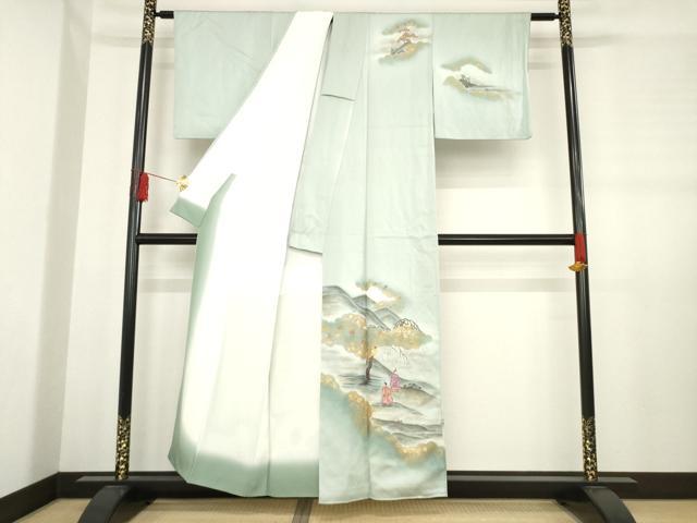 平和屋着物●訪問着　手描き　人物風景文　金彩　正絹　逸品　AABD6703ck