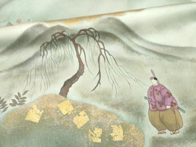 平和屋着物●訪問着　手描き　人物風景文　金彩　正絹　逸品　AABD6703ck