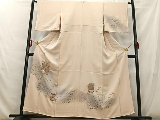 平和屋着物■訪問着　貝桶草花文　暈し染め　金彩　正絹　逸品　AABD6760uw