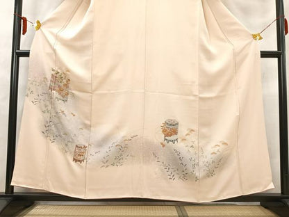 平和屋着物■訪問着　貝桶草花文　暈し染め　金彩　正絹　逸品　AABD6760uw