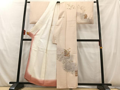 平和屋着物■訪問着　貝桶草花文　暈し染め　金彩　正絹　逸品　AABD6760uw