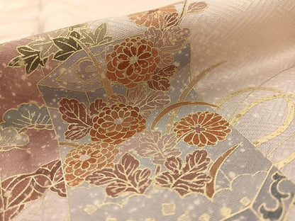 平和屋着物■訪問着　貝桶草花文　暈し染め　金彩　正絹　逸品　AABD6760uw