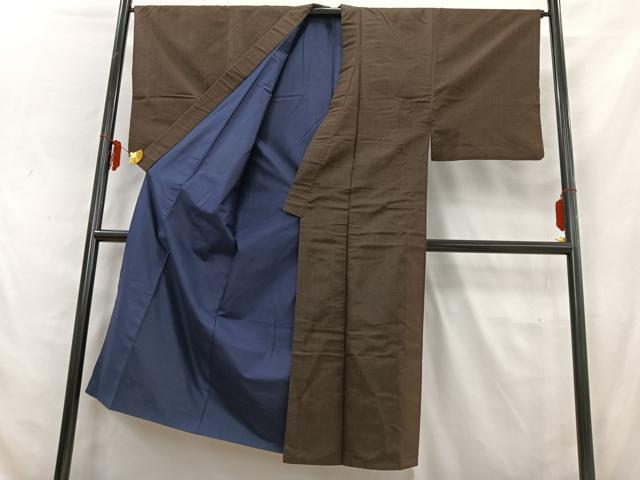 平和屋着物■男性　紬　間道　正絹　逸品　AABD6768uw