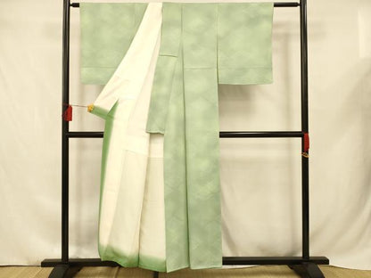 平和屋着物■上質な小紋　草葉菱地紋　暈し染め　正絹　逸品　AABD6828fw