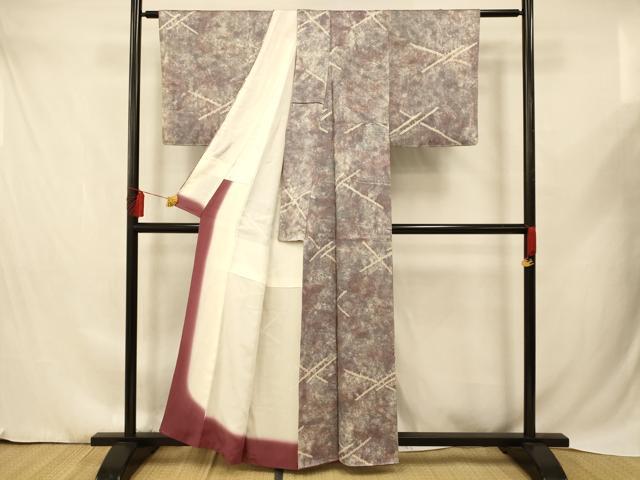 平和屋着物■上質な小紋　霞楓文　暈し染め　正絹　逸品　AABD6832fw
