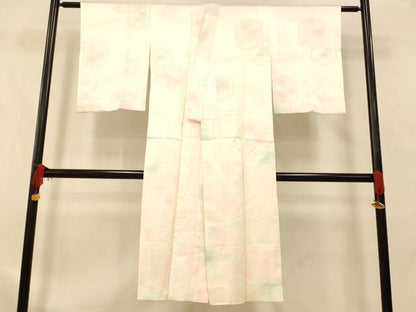 平和屋着物■長襦袢　袷　流水草花文　暈し染め　正絹　逸品　AABD6864fw