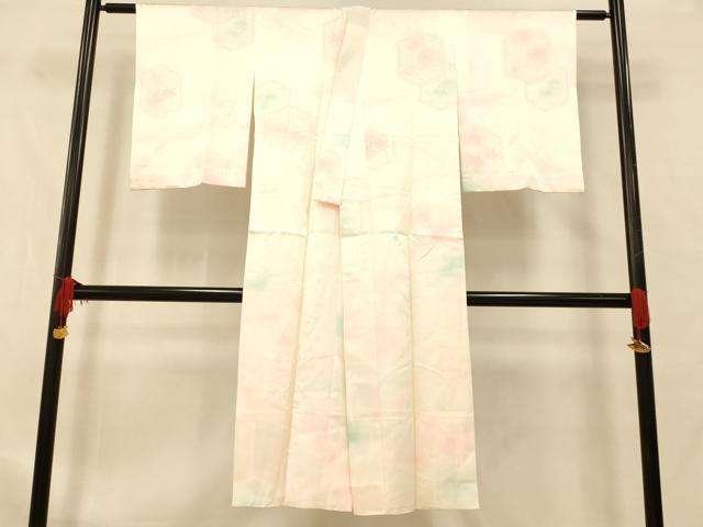 平和屋着物■長襦袢　袷　流水草花文　暈し染め　正絹　逸品　AABD6864fw