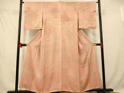 平和屋着物■上質な小紋　霞花車文　暈し染め　正絹　逸品　AABD6882fw