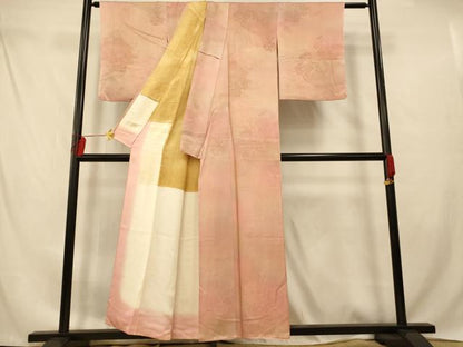 平和屋着物■上質な小紋　霞花車文　暈し染め　正絹　逸品　AABD6882fw