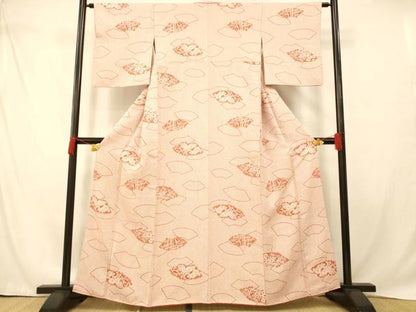 平和屋着物■上質な小紋　地紙草花鹿の子文　正絹　逸品　AABD6894fw