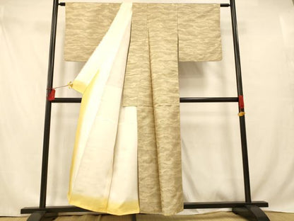 平和屋着物■訪問着　紬地　雲取り霞文　正絹　逸品　AABD6912fw