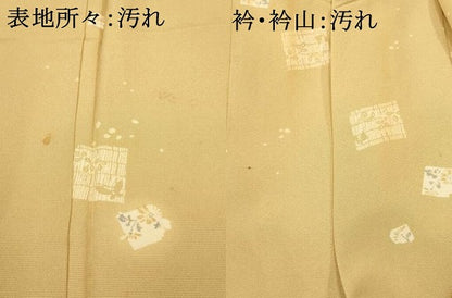 平和屋着物■上質な小紋　色紙花蝶文　正絹　逸品　AABD6916fw