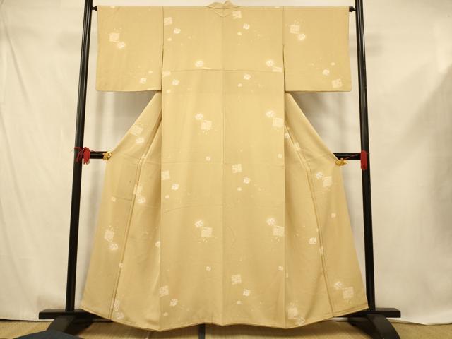 平和屋着物■上質な小紋　色紙花蝶文　正絹　逸品　AABD6916fw