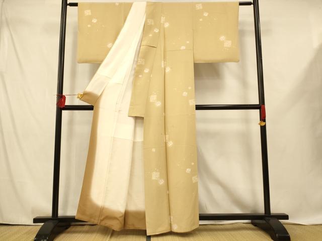 平和屋着物■上質な小紋　色紙花蝶文　正絹　逸品　AABD6916fw