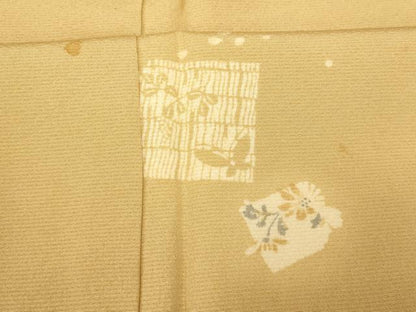 平和屋着物■上質な小紋　色紙花蝶文　正絹　逸品　AABD6916fw