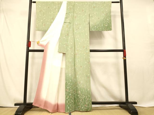 平和屋着物■訪問着　草花文　暈し染め　正絹　逸品　AABD6929fw