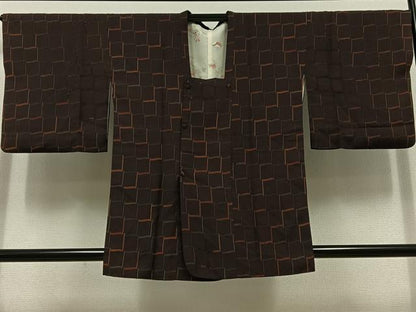 平和屋着物▽道行コート　スリーシーズン　春夏秋　塵除け　格子　正絹　逸品　AABD6963jh