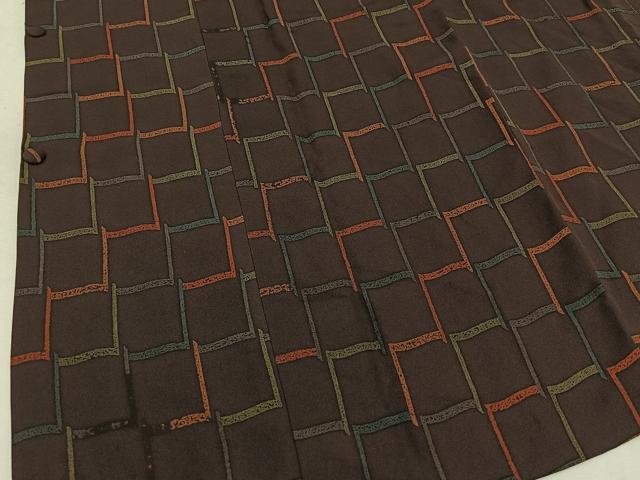 平和屋着物▽道行コート　スリーシーズン　春夏秋　塵除け　格子　正絹　逸品　AABD6963jh