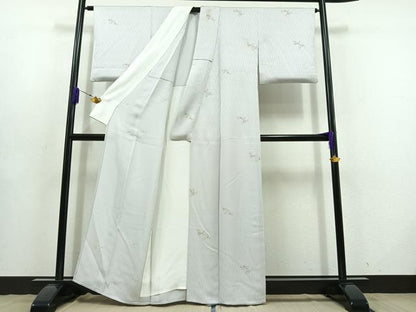 平和屋着物▽上質な小紋 単衣 花唐草文 正絹 逸品 AABD6966jh