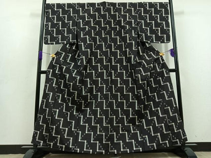 平和屋着物▽本場琉球絣　単衣　正絹　逸品　AABD6968jh