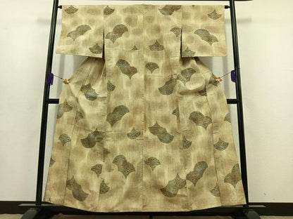 平和屋着物▽上質な紬 単衣 青海波 正絹 逸品 AABD6970jh