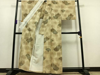 平和屋着物▽上質な紬 単衣 青海波 正絹 逸品 AABD6970jh