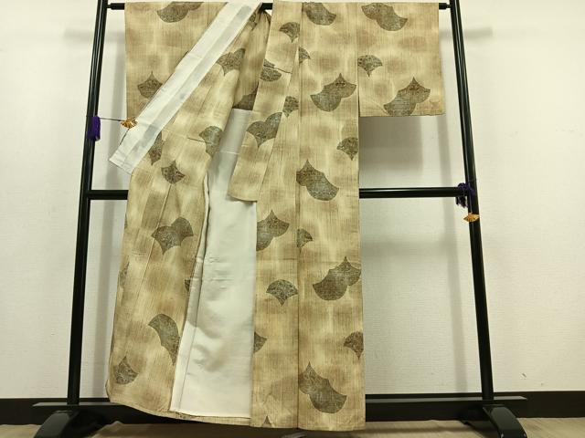 平和屋着物▽上質な紬 単衣 青海波 正絹 逸品 AABD6970jh