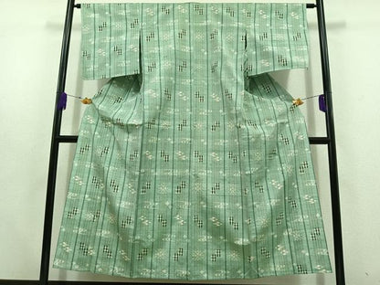 平和屋着物▽上質な紬　単衣　琉球絣　正絹　逸品　AABD6972jh