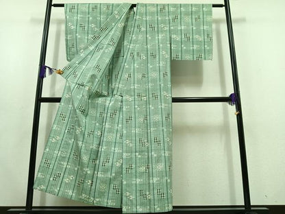 平和屋着物▽上質な紬　単衣　琉球絣　正絹　逸品　AABD6972jh