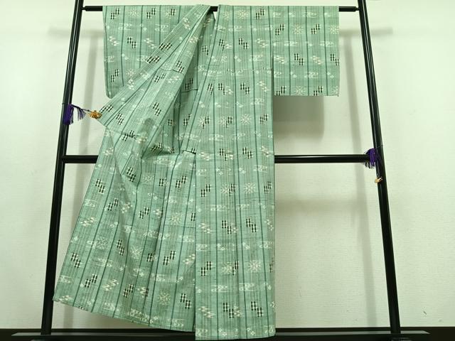 平和屋着物▽上質な紬　単衣　琉球絣　正絹　逸品　AABD6972jh